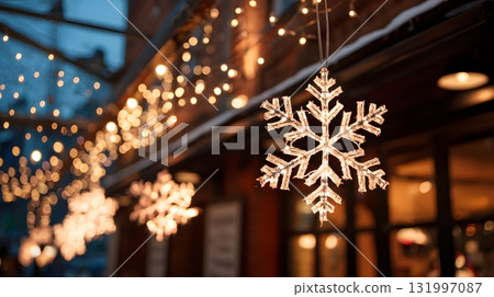 winter holiday lights around business branding concept 131997087
