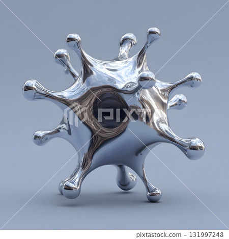Amoeba rendered in glossy metallic style futuristic concept Amoeba rendered in glossy metallic style futuristic concept 131997248