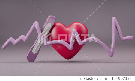 3d illustration of a heartbeat line (ECG wave 131997352