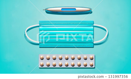 Digital 3D arrangement from face mask, digital 131997356