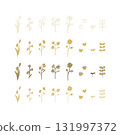 帶有簡單花朵和葉子的可愛植物插圖 131997372