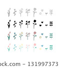 帶有簡單花朵和葉子的可愛植物插圖 131997373