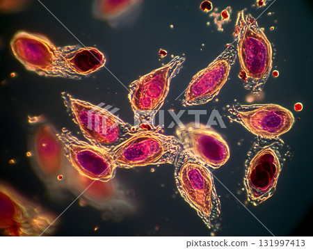 Microscopic amoeba shown under bright field microscope style 131997413