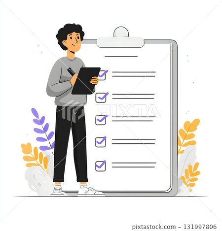 Illustration endless list with checkbox never complete 131997806