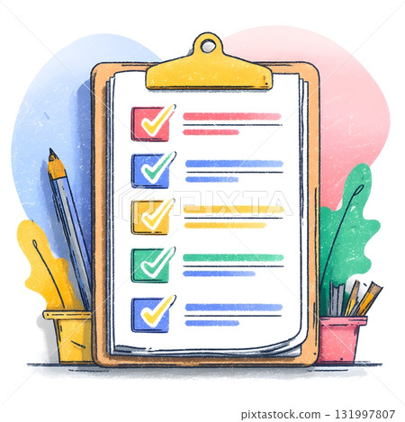 Illustration endless list with checkbox never complete 131997807