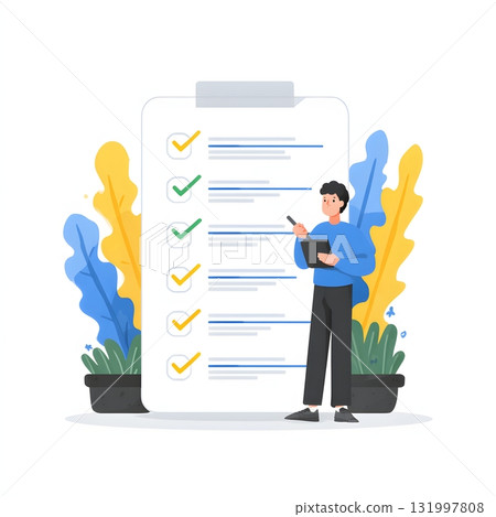 Illustration endless list with checkbox never complete Illustration endless list with checkbox never complete 131997808