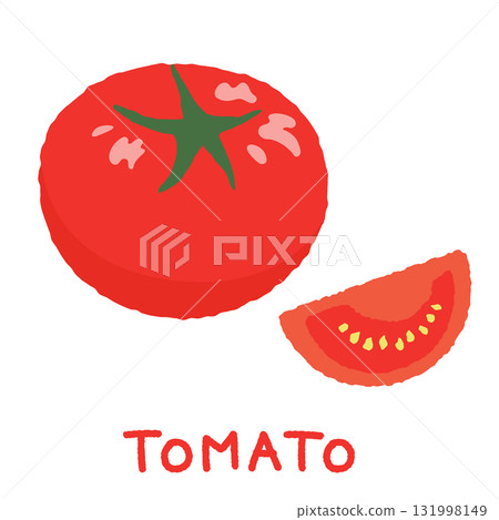 Cute illustration of tomatoes and tomato wedges Cute illustration of tomatoes and tomato wedges 131998149