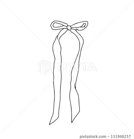 Hand drawn black line art fancy bow knot isolated on white background 131998257