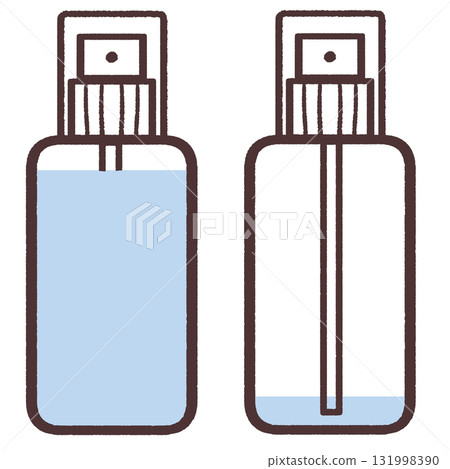 Illustration set of spray bottles with different volumes 131998390