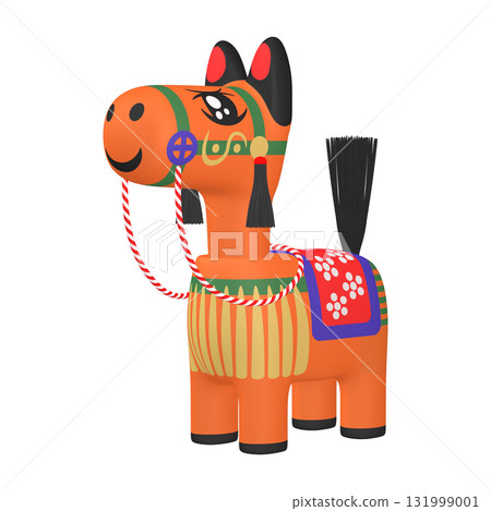 十二生肖插畫素材：馬年，馬搖頭娃娃（1_1）橘色 131999001