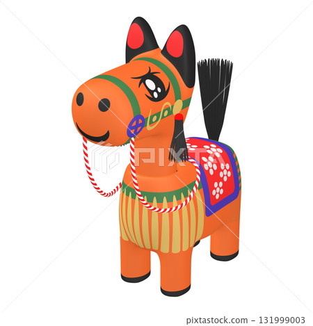 Illustration material of the zodiac: Year of the Horse, Horse bobblehead doll (1_3) Orange 131999003
