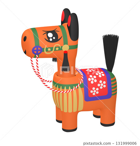 Illustration material of the zodiac: Year of the Horse, Horse bobblehead doll (1_6) Orange 131999006