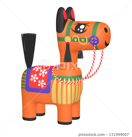 Illustration material of the zodiac: Year of the Horse, Horse bobblehead doll (1_7) Orange 131999007