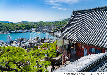 <廣島縣>尾道市街景及山頂景觀的全景 131999154