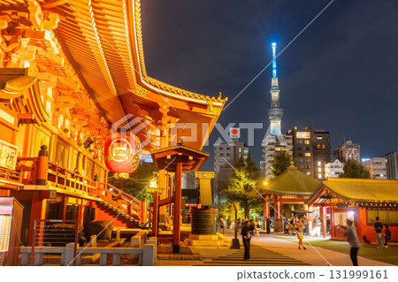 Tokyo: View of Sensoji Temple and Skytree at night Tokyo: View of Sensoji Temple and Skytree at night 131999161