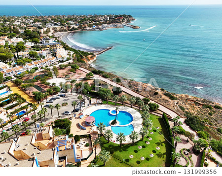 Aerial view of the city and beach Aerial view of the city and beach 131999356