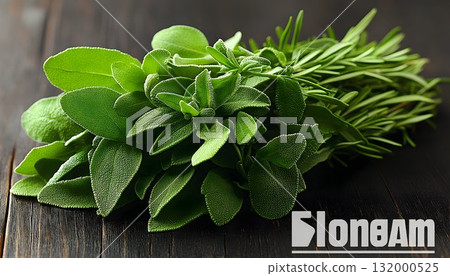 Fresh green herbs bundle rosemary sage and more 132000525