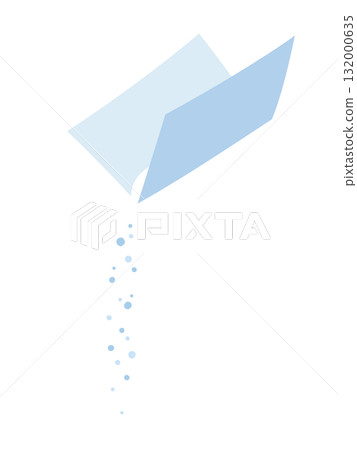 Illustration of powder being placed in medicine wrapping paper 132000635