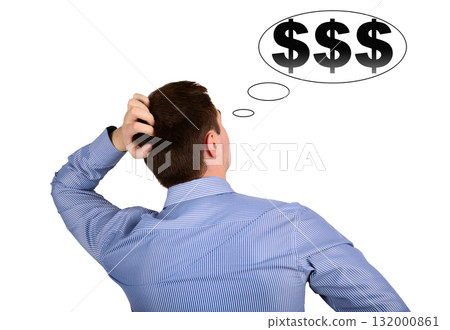 Business man thinking about money Business man thinking about money 132000861