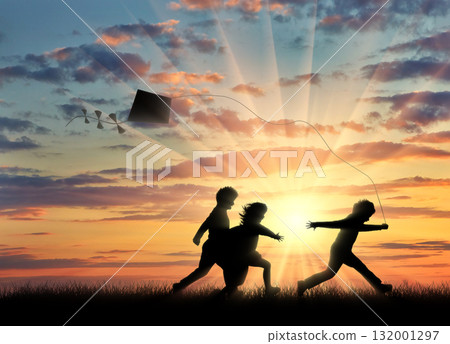 Beautiful cloudy evening sky 132001297