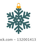 Christmas snowflake, X-mas tree decoration. Colored vector illustration in cartoon style on a white background. 132001413