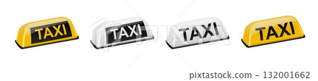 3d Realistic Taxi Car Roof Sign Icon Set Closeup Isolated. Yellow French Taxi Sign Design. Template for Taxi Service. Vector 3d Realistic Taxi Car Roof Sign Icon Set Closeup Isolated. Yellow French Taxi Sign Design. Template for Taxi Service. Vector 132001662