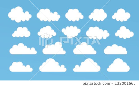 Set of cartoon cloud in a flat design. White cloud. Vector Set of cartoon cloud in a flat design. White cloud. Vector 132001663