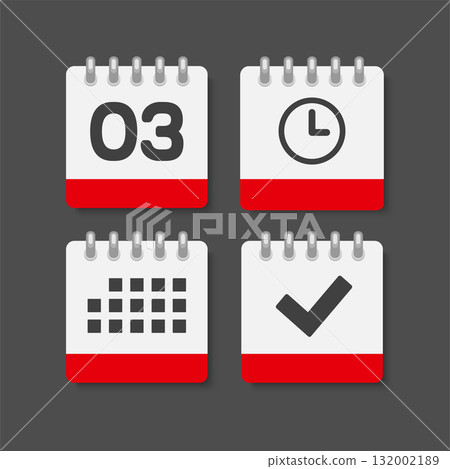 Icon page calendar - 3 day, agenda, check, timer Icon page calendar - 3 day, agenda, check, timer 132002189