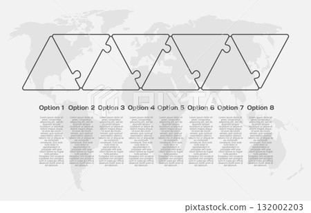 Eight steps line infographic, puzzle diagram 132002203