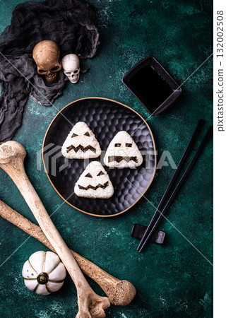 Halloween sushi onigiri in shape of moster 132002508