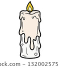 Cute Hand Drawn Light Candle Illustration.  132002575