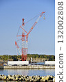 Autumn photo of a large crane at a wind turbine removal work base in Esashi, Hokkaido. 132002808
