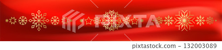 Gold snowflake border. Winter Christmas design decoration. 132003089