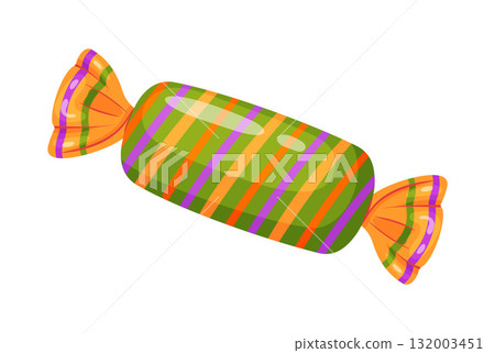 Candy in bright wrapping. flat vector style. 132003451