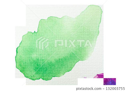 Vibrant green watercolor brushstroke on white background 132003755