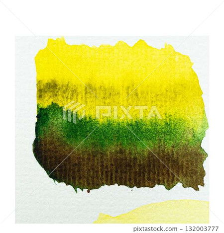 Abstract yellow green brown gradient texture in watercolor on black background 132003777