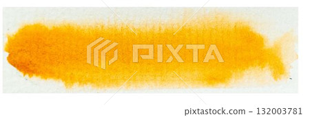 Vibrant yellow watercolor brush stroke on white background Vibrant yellow watercolor brush stroke on white background 132003781