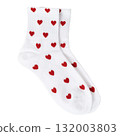 White ankle socks with red heart patterns 132003803