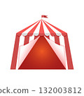 Red and white circus tent with flag on top 132003812