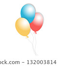 Colorful balloons floating against a black background 132003814