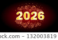 2026 new year celebration with glowing bubbles and sparkles on red background 132003819