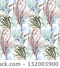 Botanical seamless pattern with graceful flowers and orchid sulhouettes for textiles 132003900