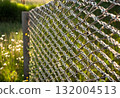 Woven metal mesh forming a grid fence structure.AI Generated 132004513
