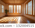 Light and shadow through window reflecting shapes on wall.AI Generated 132004515