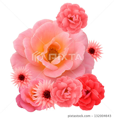 pink rose flower bouquet isolated on white background with clipping path 132004643