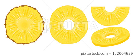 Pineapple vector slice fruit illustration. Realistic ananas piece isolated background, pineapple 132004659