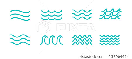 Wave line icon water vector sea flat ocean graphic symbol. Wave minimal logo 132004664