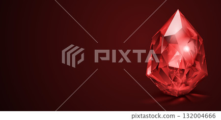 Radiant red ruby on a deep maroon background. Radiant red ruby on a deep maroon background. 132004666