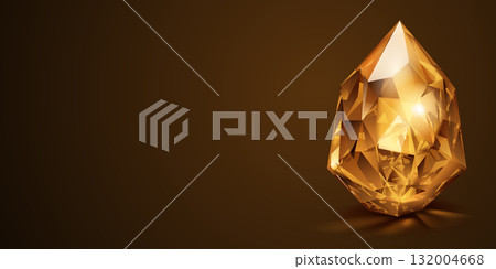 Radiant golden diamond on a warm brown background. Radiant golden diamond on a warm brown background. 132004668