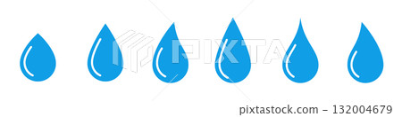 Vector water drop logo. Raindrop moisture droplet symbol blue water icon. Pure rain bubble liquid 132004679
